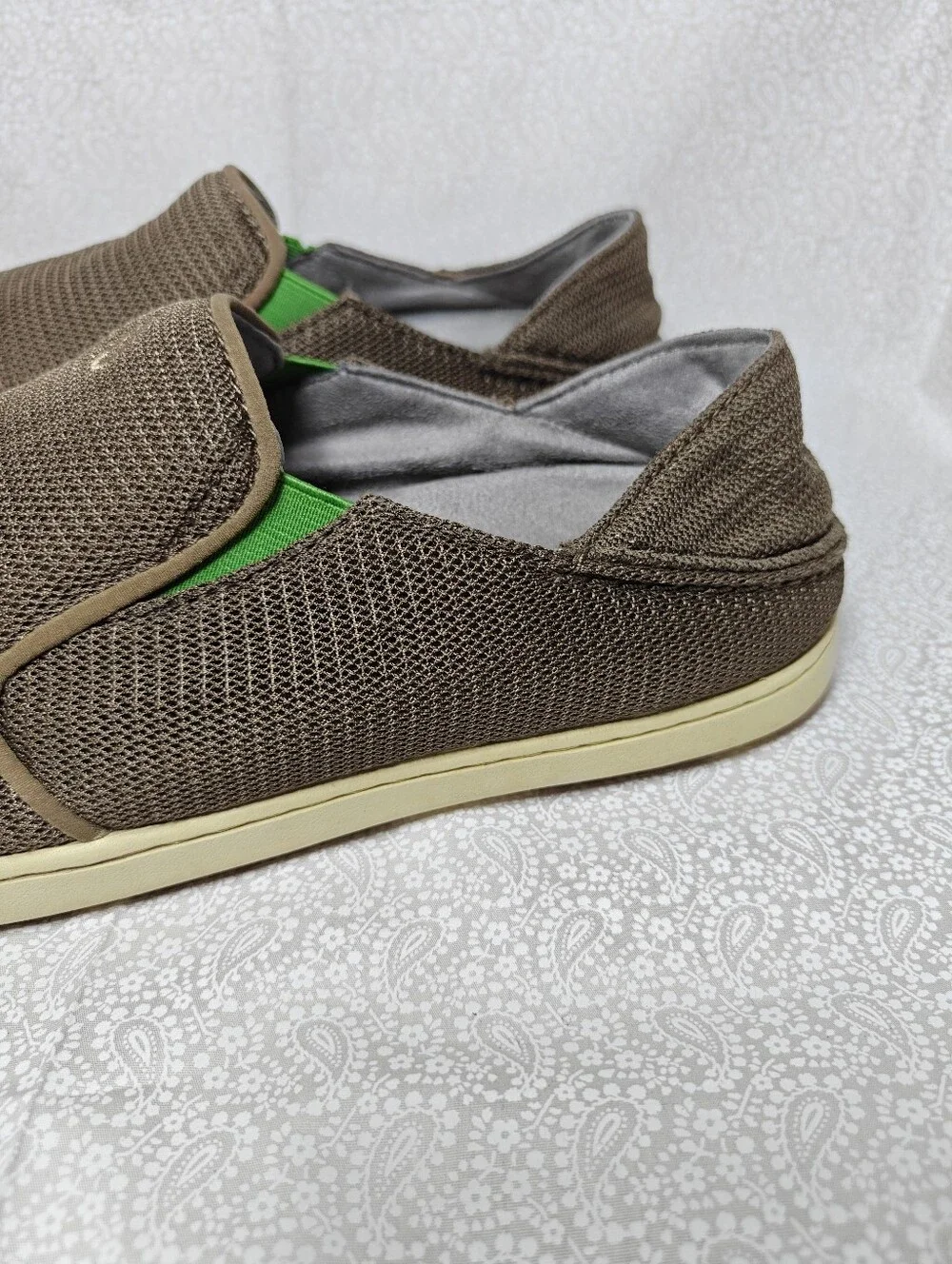 Olukai Men's Nohea Mesh Slip On Casual Shoes Metallic Brown Green Size 10.5